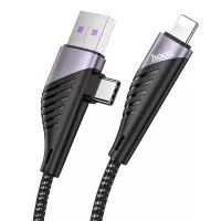 Кабель Lightning > USB + USB Type-C  hoco U95 Freeway PD 20W 1.2m Black