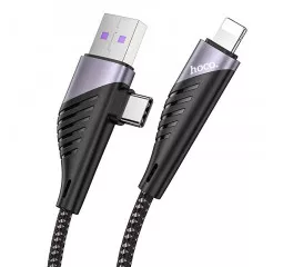Кабель Lightning > USB + USB Type-C hoco U95 Freeway PD 20W 1.2m Black