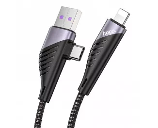 Кабель Lightning > USB + USB Type-C hoco U95 Freeway PD 20W 1.2m Black