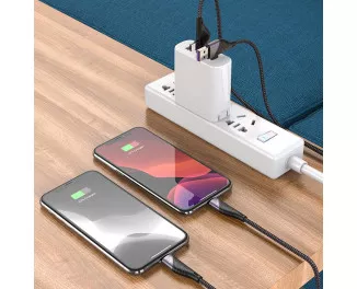 Кабель Lightning > USB + USB Type-C  hoco U95 Freeway PD 20W 1.2m Black