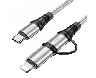 Кабель Lightning + USB Type-C > USB Type-C hoco X50 Exquisito PD 60W 1.0m Gray