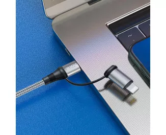 Кабель Lightning + USB Type-C > USB Type-C hoco X50 Exquisito PD 60W 1.0m Gray