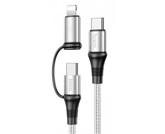 Кабель Lightning + USB Type-C > USB Type-C hoco X50 Exquisito PD 60W 1.0m Gray