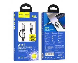 Кабель Lightning + USB Type-C > USB Type-C hoco X50 Exquisito PD 60W 1.0m Gray