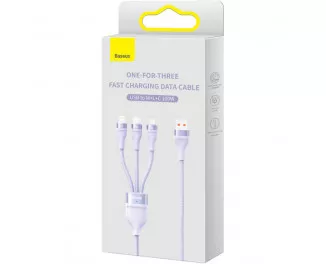 Кабель USB > USB Type-C + Lightning + microUSB Baseus Flash Series Ⅱ One-for-three Fast Charging Data Cable 100W 1.2 m (CASS030005) Purple