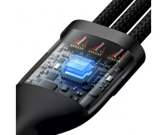 Кабель USB > USB Type-C + Lightning + microUSB Baseus Flash Series Ⅱ One-for-three Fast Charging Data Cable 66W 1.2 m (CASS040001) Black