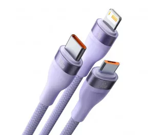 Кабель USB > USB Type-C + Lightning + microUSB Baseus Flash Series Ⅱ One-for-three Fast Charging Data Cable 66W 1.2 m (CASS040005) Purple