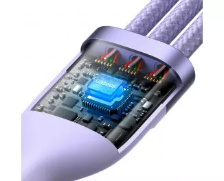 Кабель USB > USB Type-C + Lightning + microUSB Baseus Flash Series Ⅱ One-for-three Fast Charging Data Cable 66W 1.2 m (CASS040005) Purple