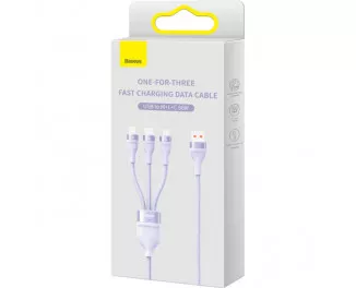 Кабель USB > USB Type-C + Lightning + microUSB Baseus Flash Series Ⅱ One-for-three Fast Charging Data Cable 66W 1.2 m (CASS040005) Purple