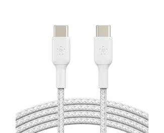 Кабель USB-C > USB-C зарядки/синхронизации Belkin, 1м, 60Вт, Type-C, витой, белый