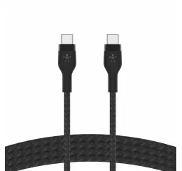 Кабель USB-C > USB-C зарядки/синхронизации Belkin 1м, 60Вт, Type-C, витой, силиконовый, с ремешком на магните, черный