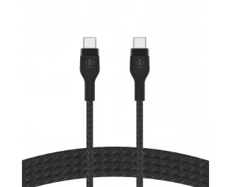 Кабель USB-C > USB-C зарядки/синхронизации Belkin 1м, 60Вт, Type-C, витой, силиконовый, с ремешком на магните, черный