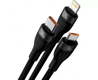 Кабель USB + USB Type-C > USB Type-C + Lightning + microUSB Baseus Flash Series Ⅱ Two-for-three Charging Cable 100W 1.2 m (CASS030103) Black