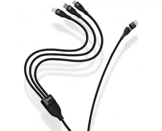 Кабель USB + USB Type-C > USB Type-C + Lightning + microUSB Baseus Flash Series Ⅱ Two-for-three Charging Cable 100W 1.2 m (CASS030103) Black