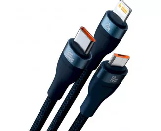Кабель USB + USB Type-C > USB Type-C + Lightning + microUSB Baseus Flash Series Ⅱ Two-for-three Charging Cable 100W 1.2 m (CASS030103) Blue