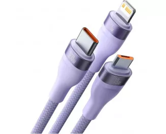 Кабель USB + USB Type-C > USB Type-C + Lightning + microUSB Baseus Flash Series Ⅱ Two-for-three Charging Cable 100W 1.2 m (CASS030103) Purple