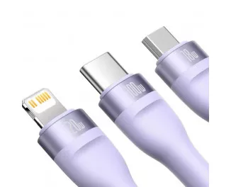 Кабель USB + USB Type-C > USB Type-C + Lightning + microUSB Baseus Flash Series Ⅱ Two-for-three Charging Cable 100W 1.2 m (CASS030103) Purple