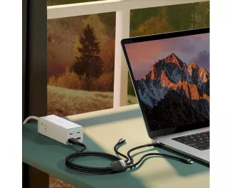 Кабель USB + USB Type-C > USB Type-C + Lightning + microUSB Baseus Flash Series Ⅱ Two-for-three Charging Cable 100W 1.2 m (CASS030103) Purple