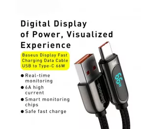 Кабель USB Type-C > USB Baseus Display Fast Charging Data Cable 66W 1.0 m (CASX020001) Black