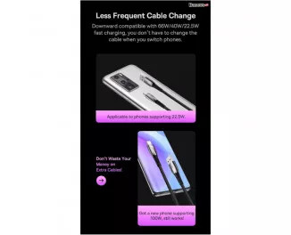 Кабель USB Type-C > USB Baseus Glimmer Series Fast Charging Data Cable 100W 2.0 m (CADH000501) Black