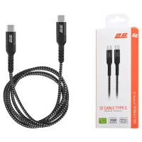 Кабель USB Type-C > USB Type-C 2E 1 м 240 Вт Type-C Black (2E-CCCCAL-WH)