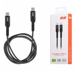 Кабель USB Type-C > USB Type-C 2E 1 м 240 Вт Type-C Black (2E-CCCCAL-WH)