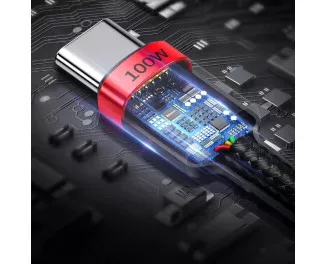 Кабель USB Type-C > USB Type-C  Baseus Cafule Flash Charging PD 2.0 100W 2.0m (CATKLF-AL91) Red/black