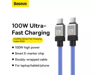 Кабель USB Type-C > USB Type-C Baseus CoolPlay Series Fast Charging Cable 100W 1.0m (CAKW000203) Blue