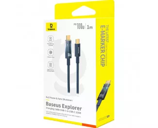 Кабель USB Type-C > USB Type-C Baseus Explorer Charging Cable 100W with Auto Shutdown 1.0 m (P10319704321-00) Deepsea Blue