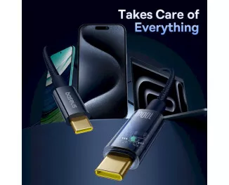 Кабель USB Type-C > USB Type-C Baseus Explorer Charging Cable 100W with Auto Shutdown 1.0 m (P10319704321-00) Deepsea Blue