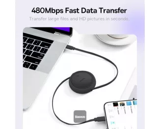Кабель USB Type-C > USB Type-C Baseus Free2Draw Mini Retractable Charging Cable 100W 1.0 m (P10364500111-00) Cluster Black
