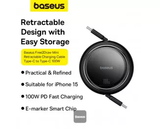Кабель USB Type-C > USB Type-C Baseus Free2Draw Mini Retractable Charging Cable 100W 1.0 m (P10364500111-00) Cluster Black
