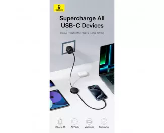 Кабель USB Type-C > USB Type-C Baseus Free2Pull Mini Charging Cable 60W 1.0 m (P10364500311-01) Galaxy Blue