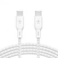 Кабель USB Type-C > USB Type-C  Belkin Braided 2,0m 100W (CAB014BT2MWH) White