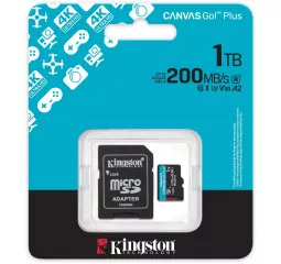 Карта пам'яті microSD 1 TB Kingston Canvas Go! Plus C10 UHS-I U3 A2 V30 + SD-адаптер (SDCG4/1TB)