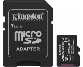 Карта памяти microSD 1 TB Kingston Canvas Select Plus Gen3 C10 UHS-1 U3 A1 V30 + SD адаптер (SDCS3/1TB)