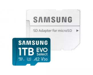 Карта пам'яті microSD 1 TB Samsung EVO Select UHS-I U3 V30 A2 + SD адаптер (MB-ME1T0SA)