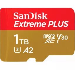 Карта памяти microSD 1 TB SanDisk Extreme Plus UHS-I Class10 V30 + SD адаптер (SDSQXBD-1T00-AN6MA)