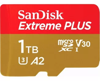 Карта памяти microSD 1 TB SanDisk Extreme Plus UHS-I Class10 V30 + SD адаптер (SDSQXBD-1T00-AN6MA)