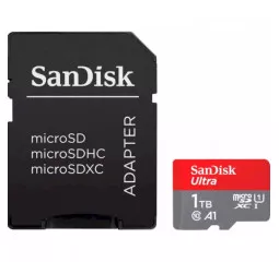 Карта памяти microSD 1 TB SanDisk Ultra A1 Class 10 UHS-I + SD адаптер (SDSQUAC-1T00-GN6MA)