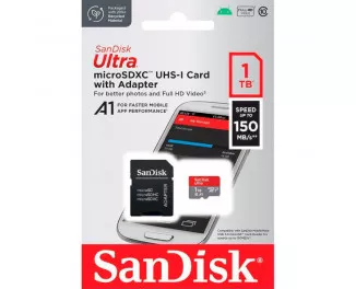 Карта памяти microSD 1 TB SanDisk Ultra A1 Class 10 UHS-I + SD адаптер (SDSQUAC-1T00-GN6MA)