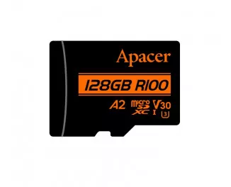 Карта пам'яті microSD 128Gb Apacer C10 UHS-I U3 A2 + SD адаптер (AP128GMCSX10U8-R)