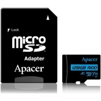 Карта пам'яті microSD 128Gb Apacer class 10 UHS-I U3 + SD адаптер (AP128GMCSX10U7-RAGC)