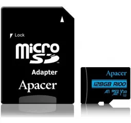 Карта пам'яті microSD 128Gb Apacer class 10 UHS-I U3 + SD адаптер (AP128GMCSX10U7-RAGC)