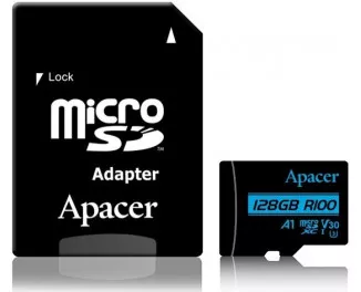 Карта памяти microSD 128Gb Apacer class 10 UHS-I U3 + SD адаптер (AP128GMCSX10U7-RAGC)