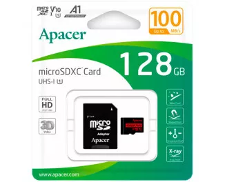 Карта пам'яті microSD 128Gb Apacer MicroSDHC UHS-I Class 10 (AP128GMCSX10UB-RA) + SD адаптер
