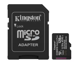 Карта пам'яті microSD 128Gb Kingston Canvas Select Plus Gen3 C10 UHS-I A1 V10 + SD адаптер (SDCS3/128GB)