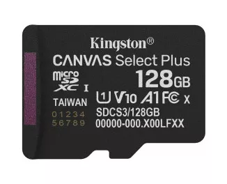 Карта пам'яті microSD 128Gb Kingston Canvas Select Plus Gen3 C10 UHS-I A1 V10 (SDCS3/128GBSP)
