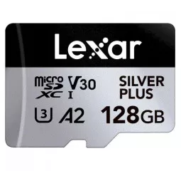 Карта памяти microSD 128Gb Lexar Professional Silver Plus UHS-I U3 V30 A2 Class 10 (LMSSIPL128G-BNANG)