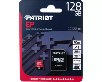 Карта памяти microSD 128Gb Patriot class 10 UHS-I/U3 EP A1 + SD адаптер (PEF128GEP31MCX)